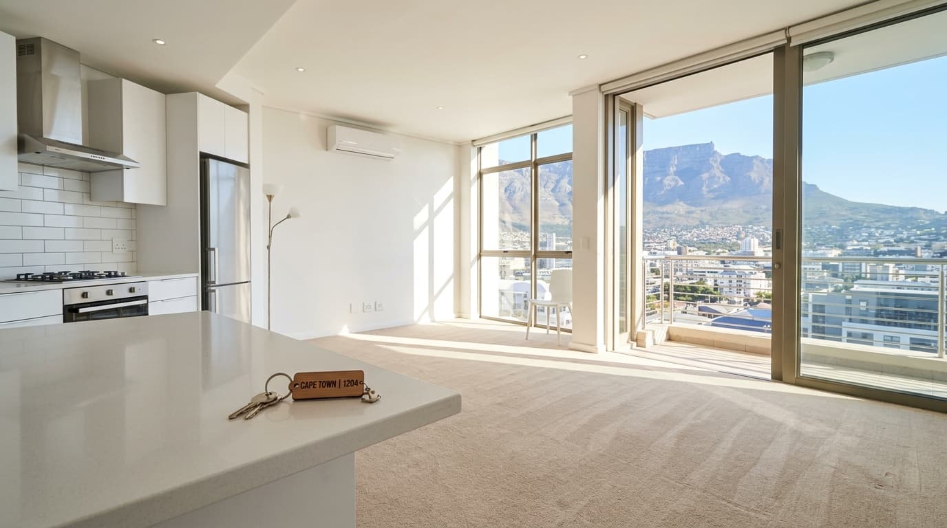Clean, move-out ready Cape Town apartment with fresh steam-cleaned carpets