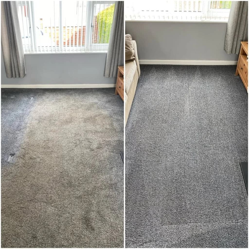 Carpet cleaning before and after comparison
