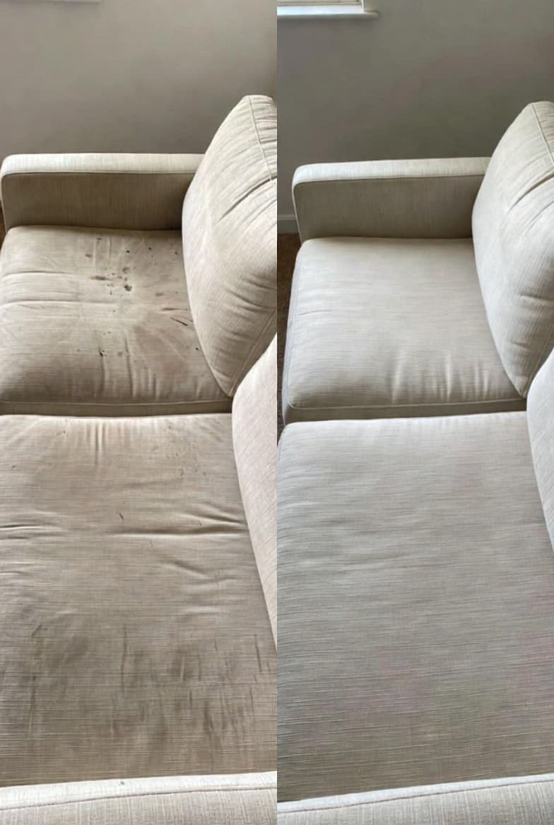 Upholstery cleaning before and after result