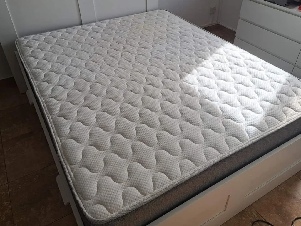 Same mattress after cleaning with a fresher, more even surface.