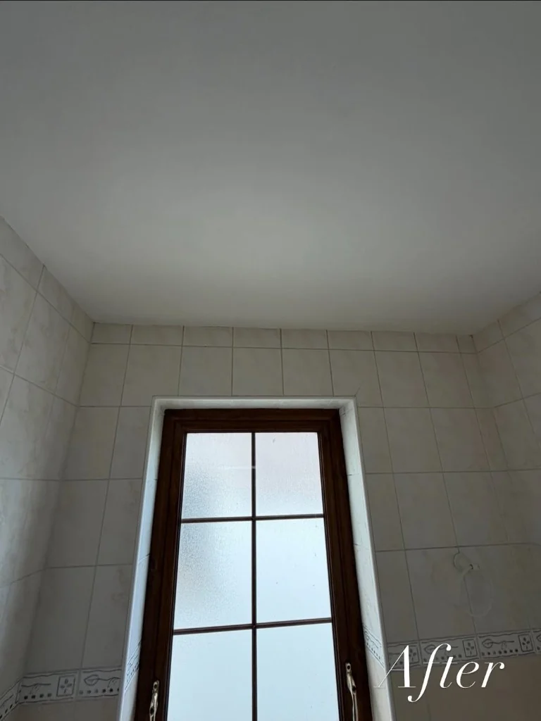 Same bathroom area after mold cleaning with surfaces restored.